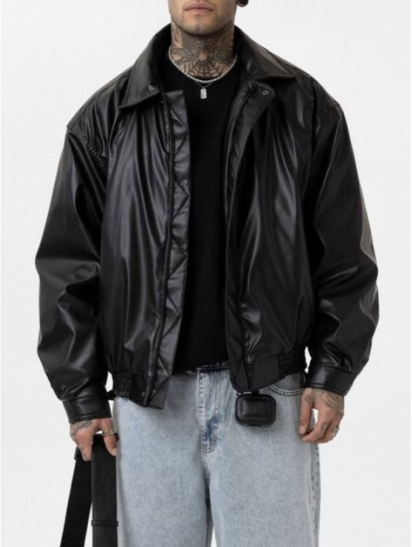 Oversize бомбер з екошкіри