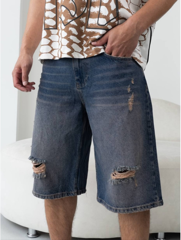 Джинсові шорти Baggy зі рваностями