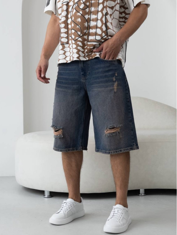 Джинсові шорти Baggy зі рваностями Джинсові шорти Baggy зі рваностями