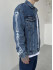 Oversize джинсовка з вишивкою на рукавах