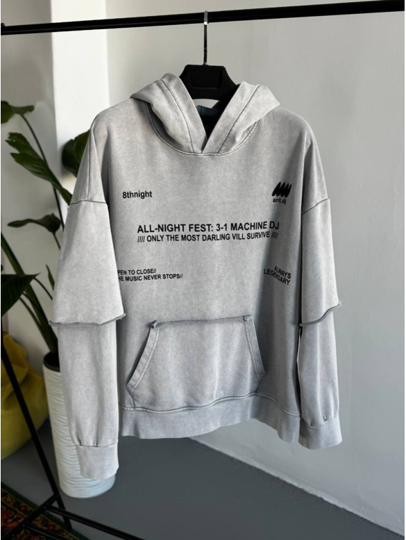 Oversize худі з імітацією футболки