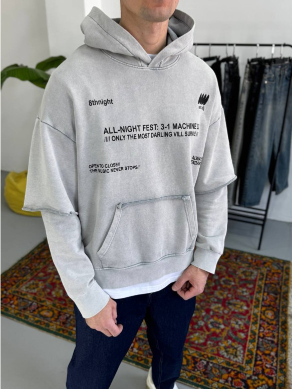 Oversize худі з імітацією футболки
