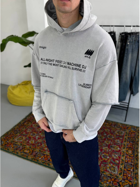 Oversize худі з імітацією футболки
