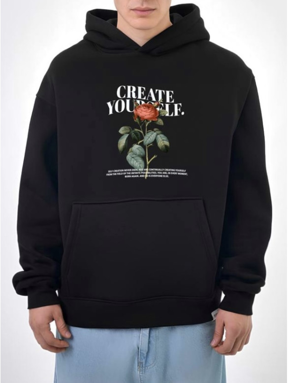 Oversize худі на флісі з принтом