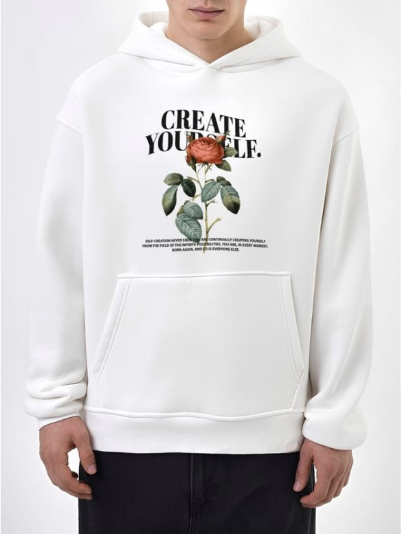 Oversize худі на флісі з принтом