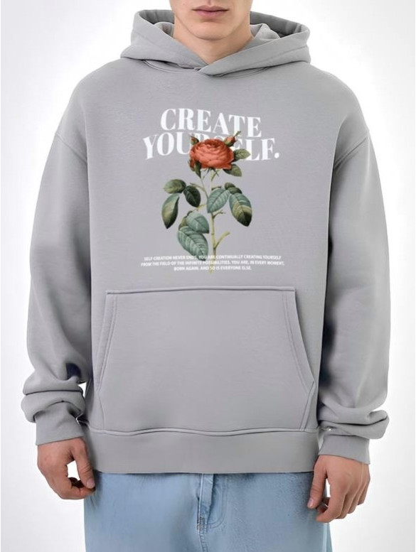 Oversize худі на флісі з принтом