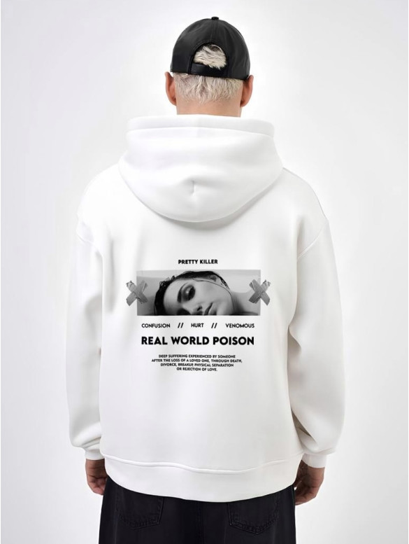 Oversize худі на флісі з принтом