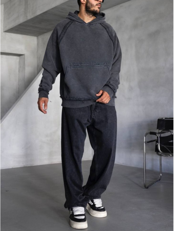 Oversize худі з необробленими краями