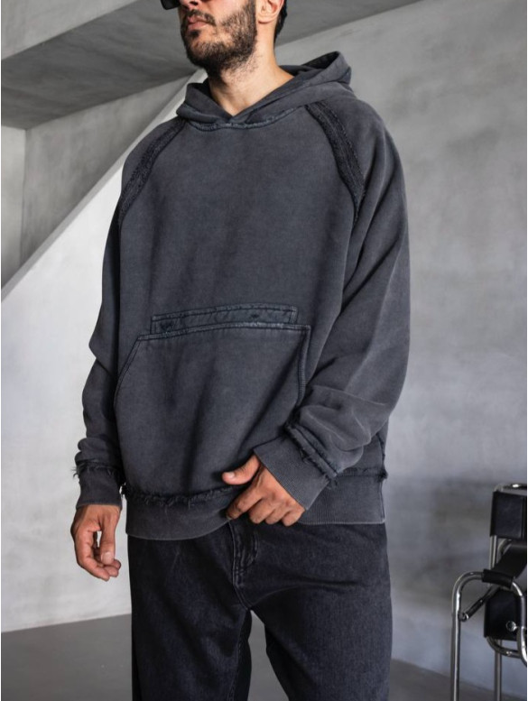 Oversize худі з необробленими краями