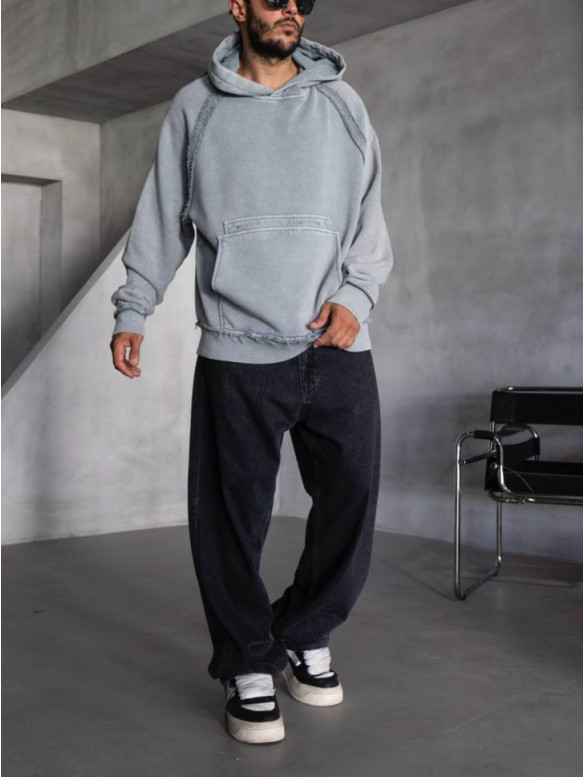 Oversize худі з необробленими краями