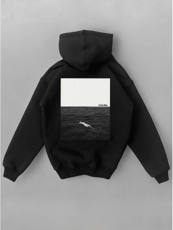 Oversize худі на флісі з принтом