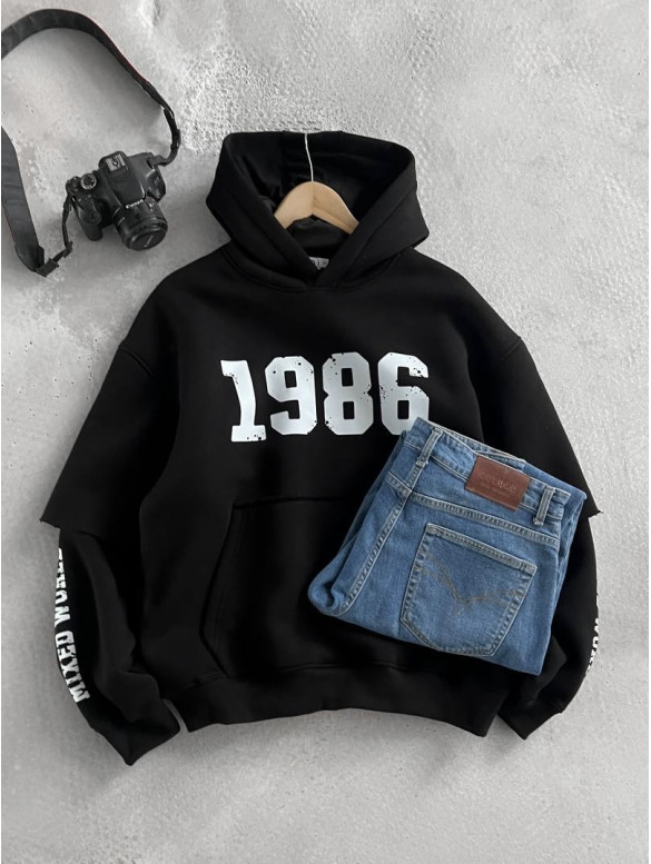 Oversize худі на флісі з принтом