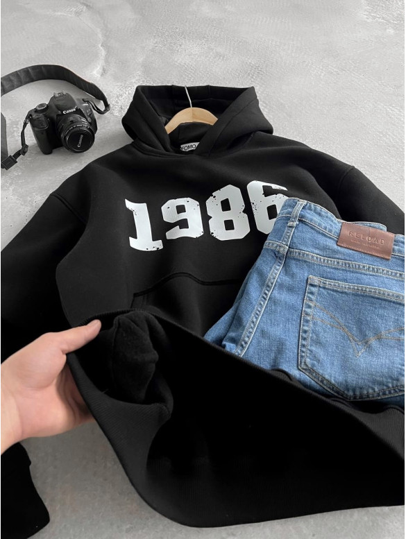 Oversize худі на флісі з принтом