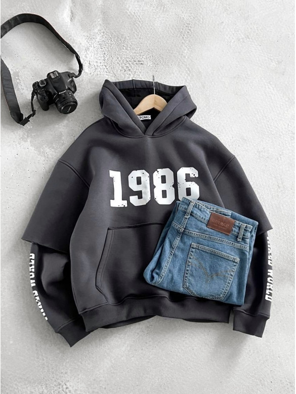 Oversize худі на флісі з принтом