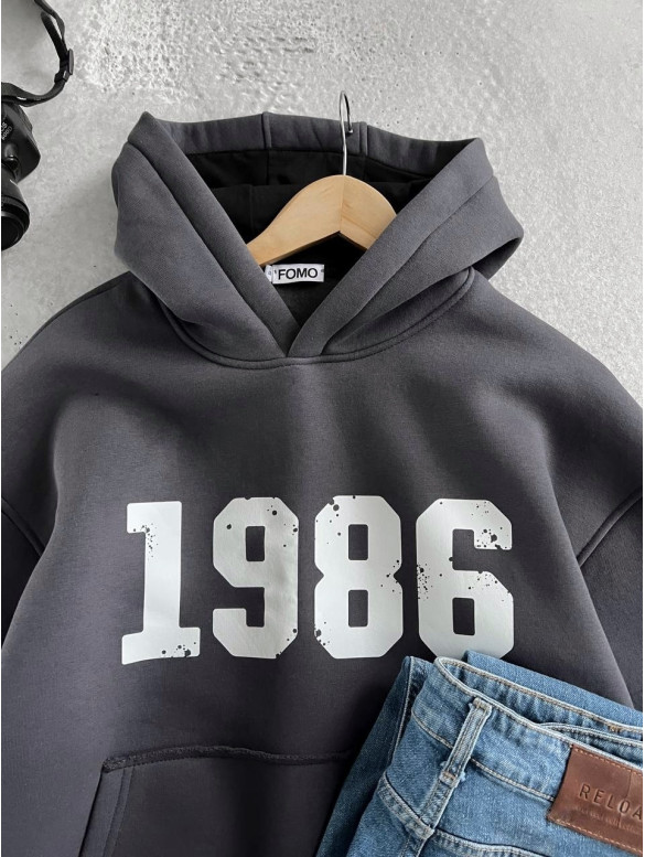 Oversize худі на флісі з принтом