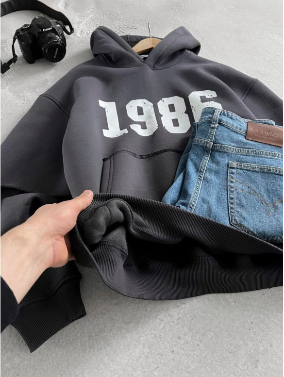 Oversize худі на флісі з принтом
