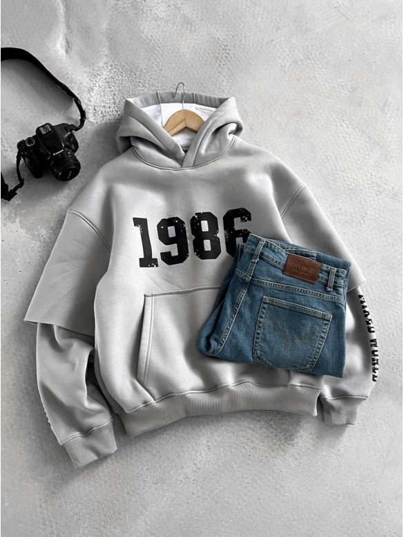 Oversize худі на флісі з принтом