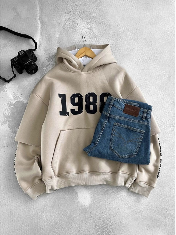 Oversize худі на флісі з принтом
