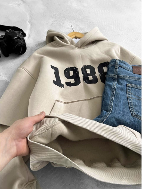 Oversize худі на флісі з принтом