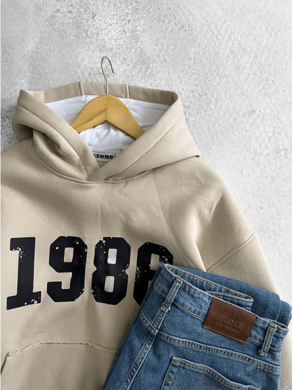 Oversize худі на флісі з принтом