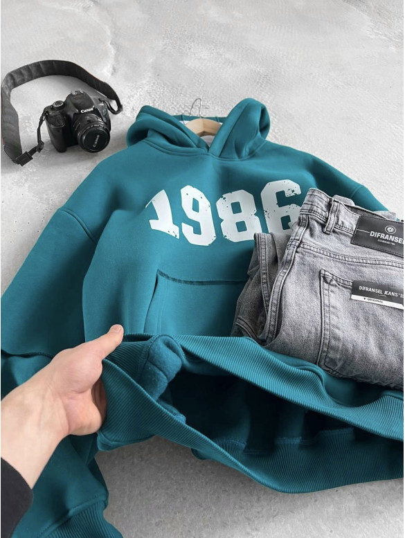 Oversize худі на флісі з принтом