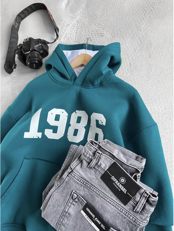 Oversize худі на флісі з принтом