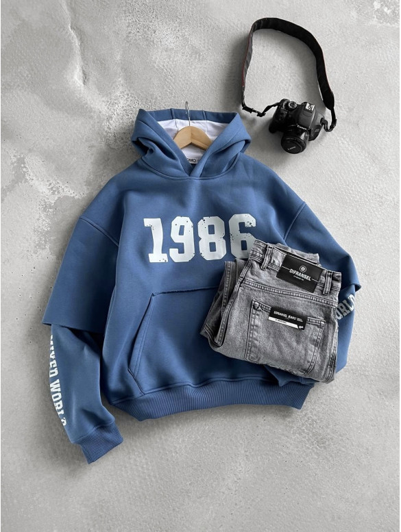 Oversize худі на флісі з принтом
