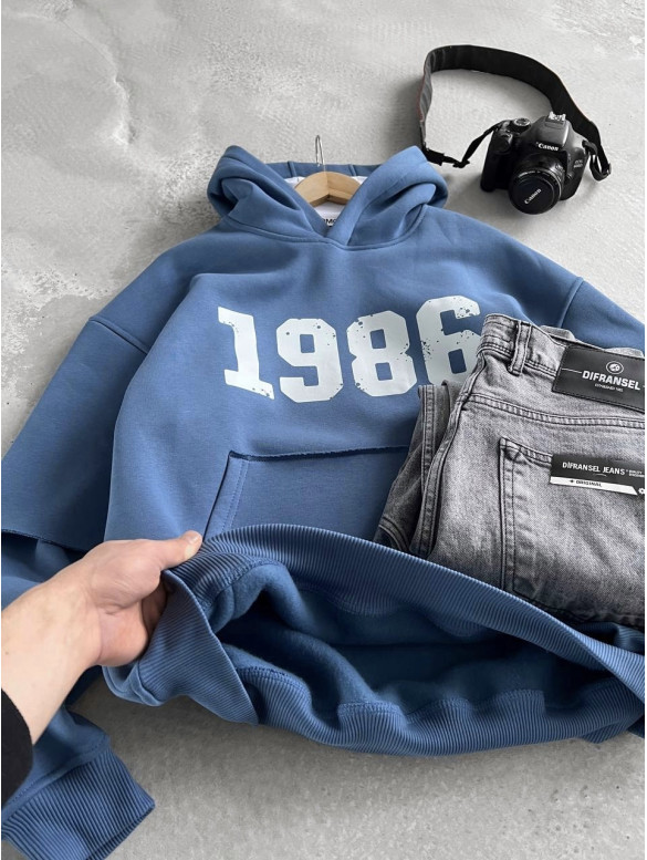 Oversize худі на флісі з принтом