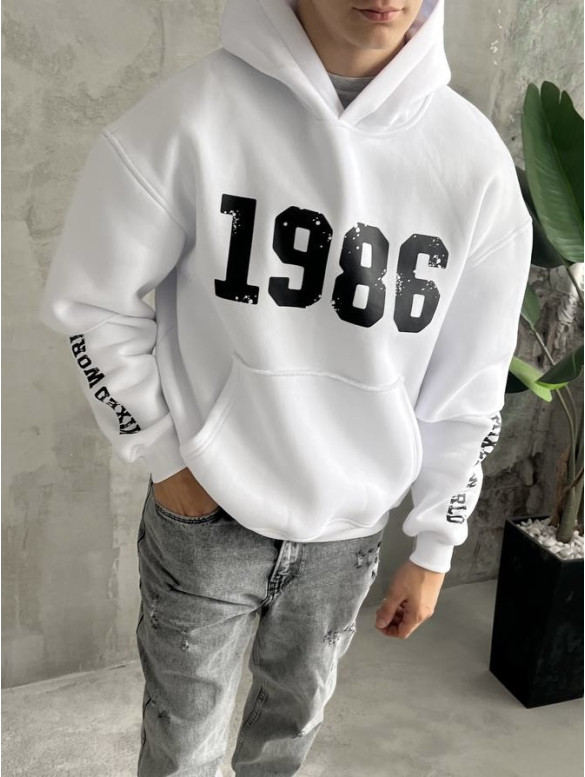 Oversize худі на флісі з принтом