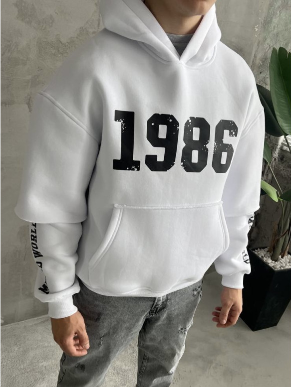 Oversize худі на флісі з принтом