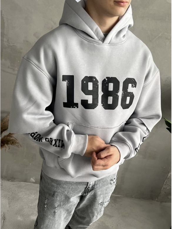 Oversize худі на флісі з принтом