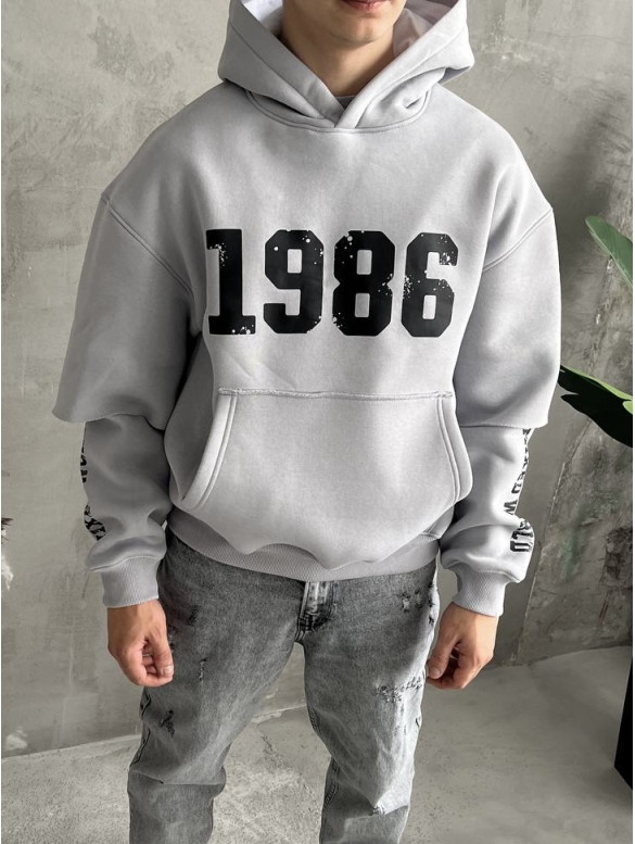 Oversize худі на флісі з принтом