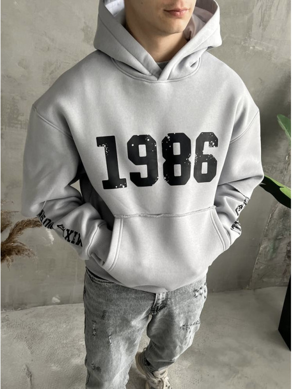 Oversize худі на флісі з принтом