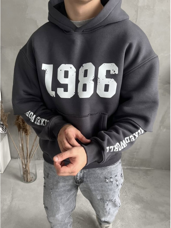 Oversize худі на флісі з принтом