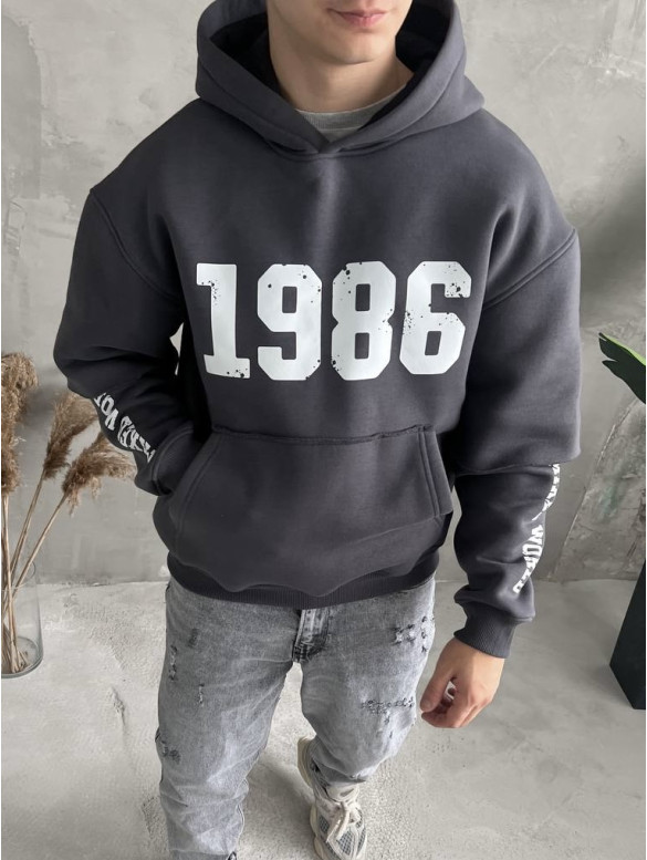 Oversize худі на флісі з принтом