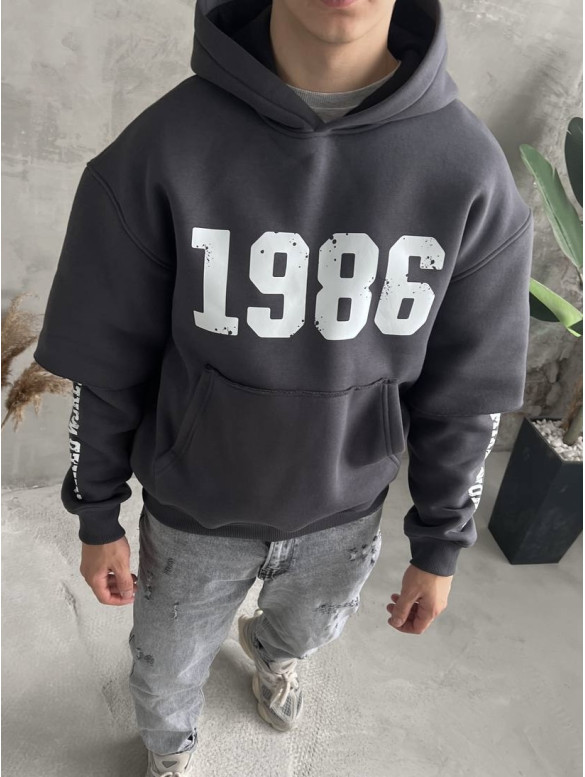 Oversize худі на флісі з принтом