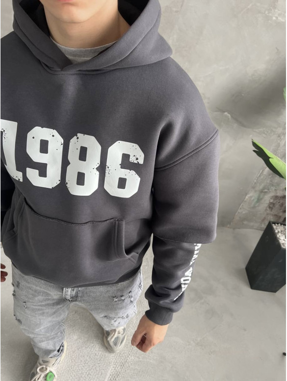 Oversize худі на флісі з принтом