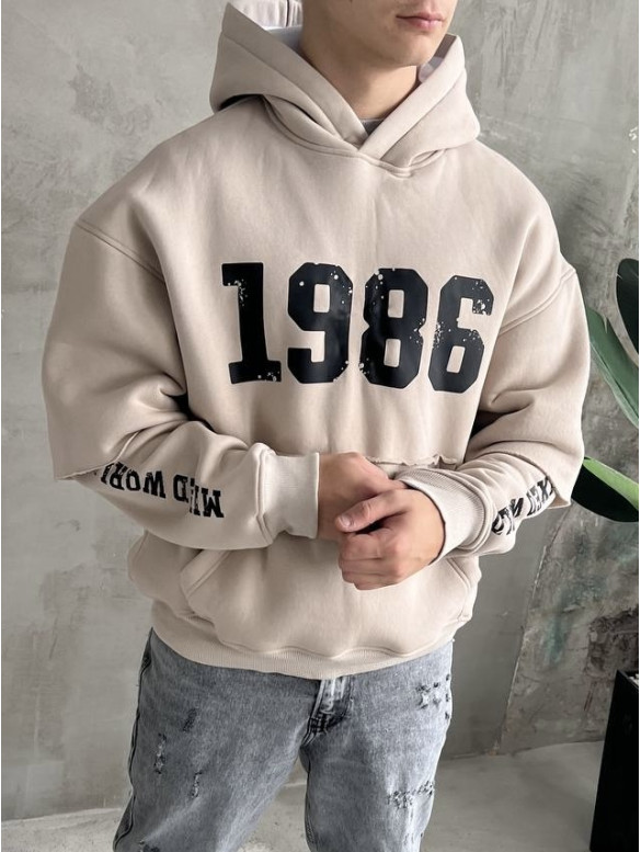 Oversize худі на флісі з принтом