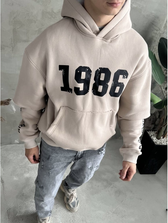 Oversize худі на флісі з принтом