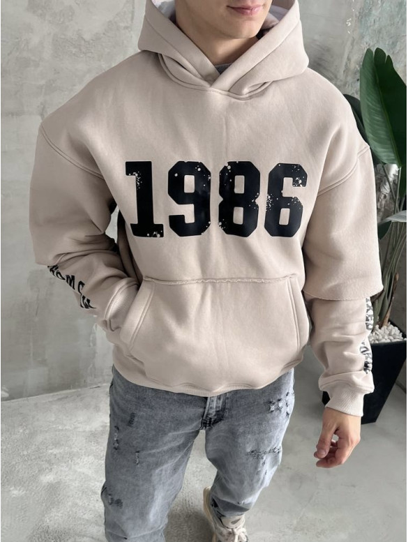Oversize худі на флісі з принтом