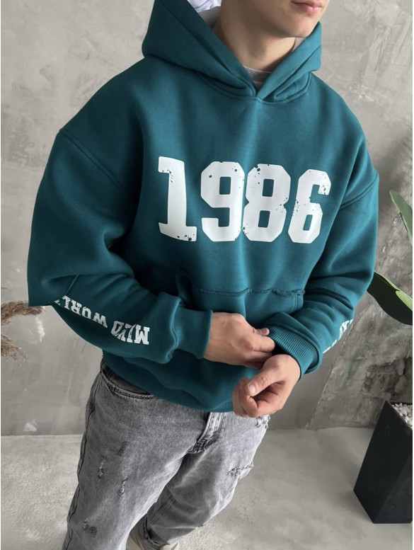 Oversize худі на флісі з принтом