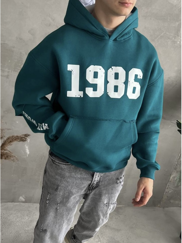 Oversize худі на флісі з принтом