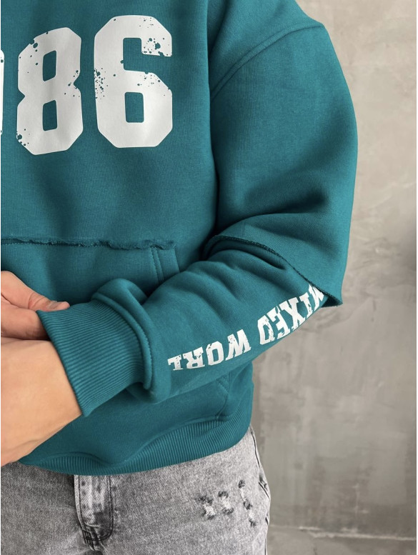 Oversize худі на флісі з принтом
