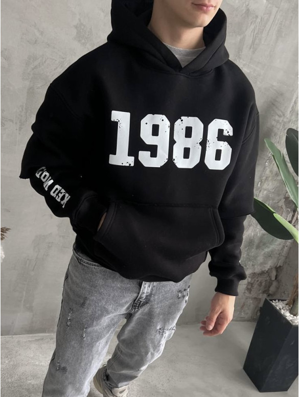 Oversize худі на флісі з принтом