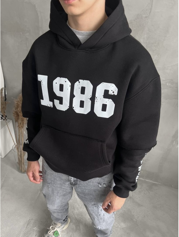 Oversize худі на флісі з принтом