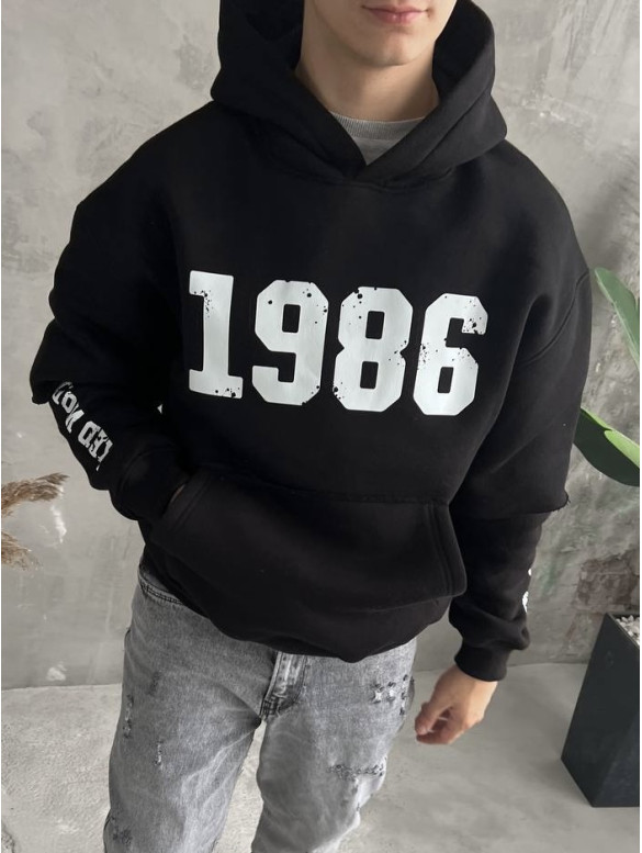 Oversize худі на флісі з принтом