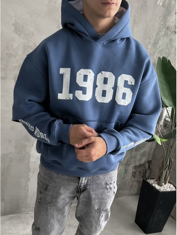 Oversize худі на флісі з принтом