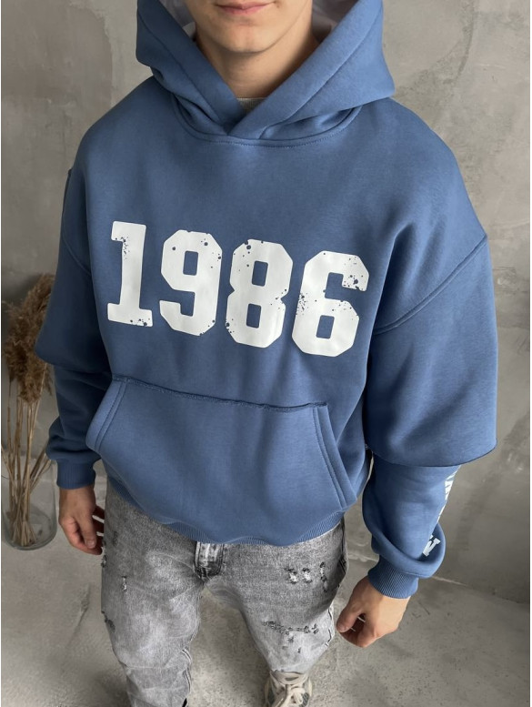 Oversize худі на флісі з принтом