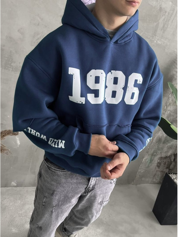 Oversize худі на флісі з принтом