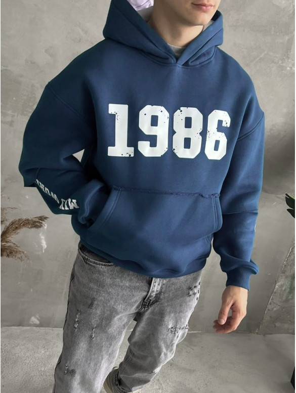 Oversize худі на флісі з принтом